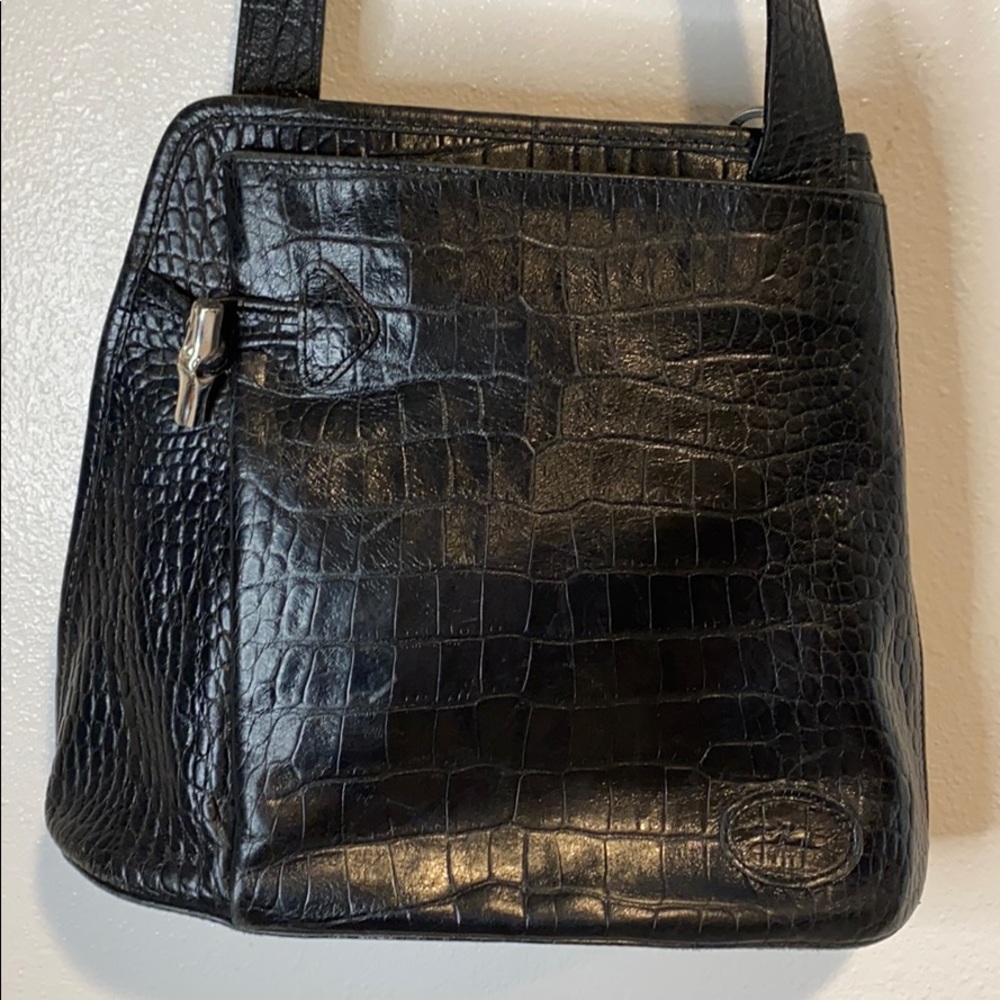 Longchamp Croc Roseau Side Zip Toggle Shoulder Bag - Picture 4 of 16